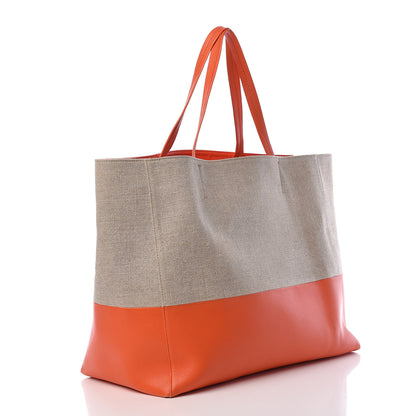 Celine Canvas Lambskin Horizontal Bi-Color Cabas Fluo Orange 3 of 16