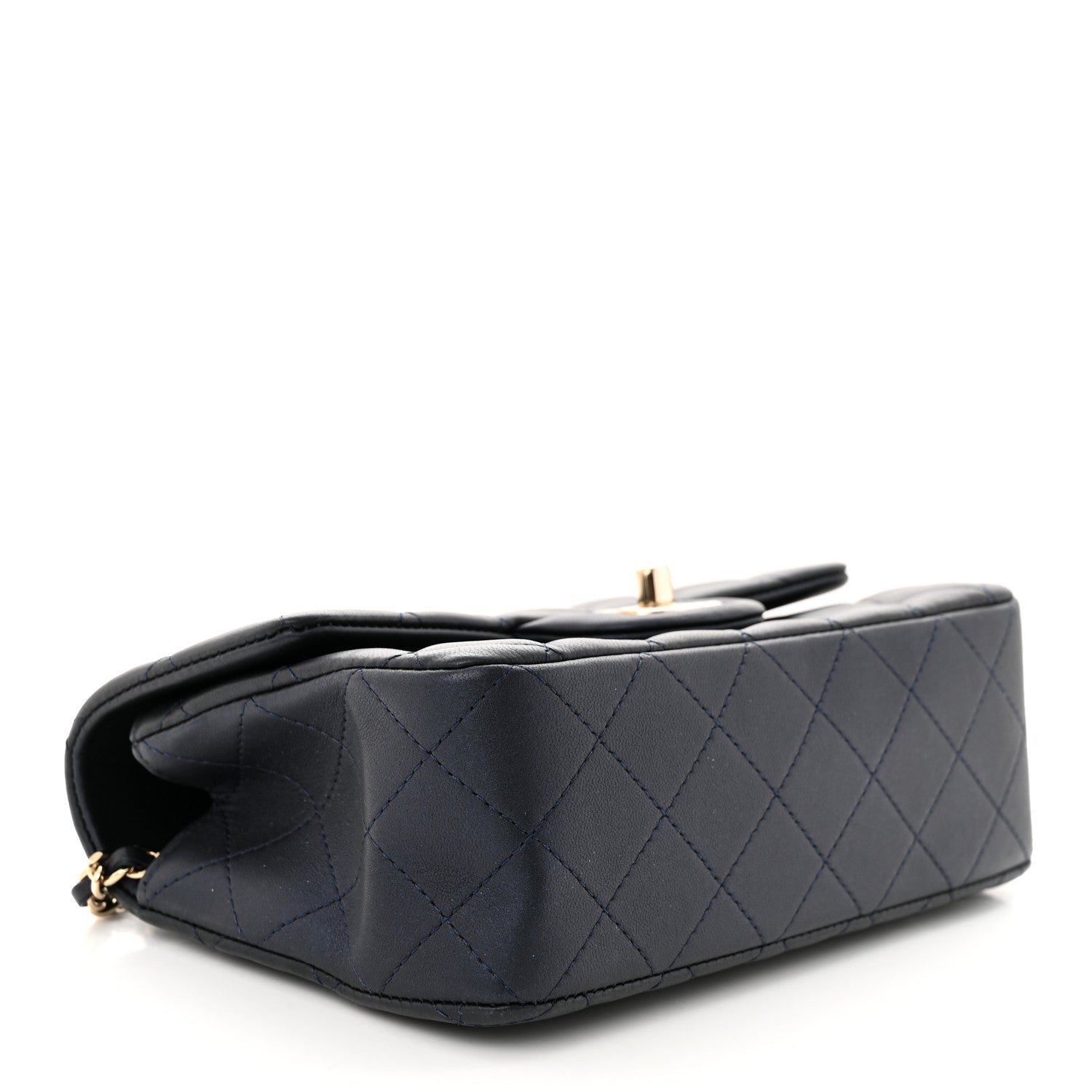 Chanel Iridescent Lambskin Quilted Mini Top Handle Rectangular Flap Dark Blue 4 of 11
