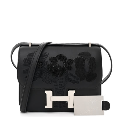 Hermes Swift Dancing Flowers Embroidered Constance 18 Black 3 of 13