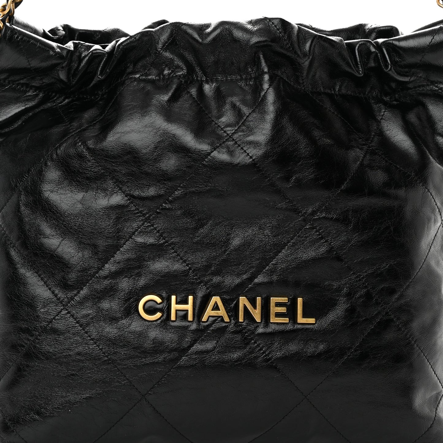 Shiny Calfskin Quilted Chanel 22 Black