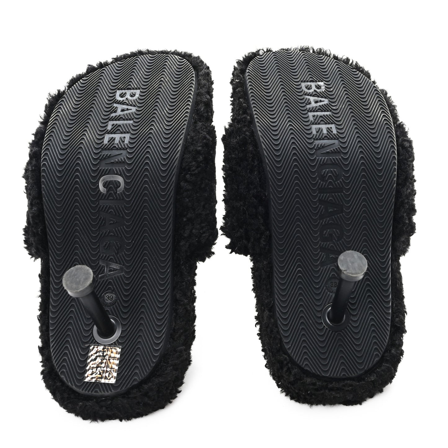 Faux Shearling Political Campaign Logo 80mm Sandals 39 Black