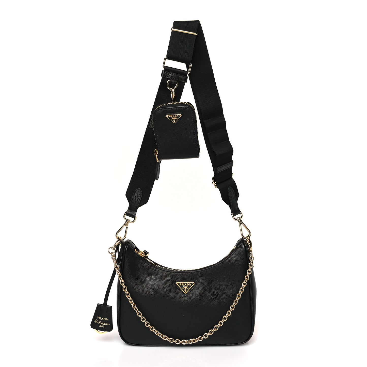 Saffiano Lux Re-Edition 2005 Shoulder Bag Black