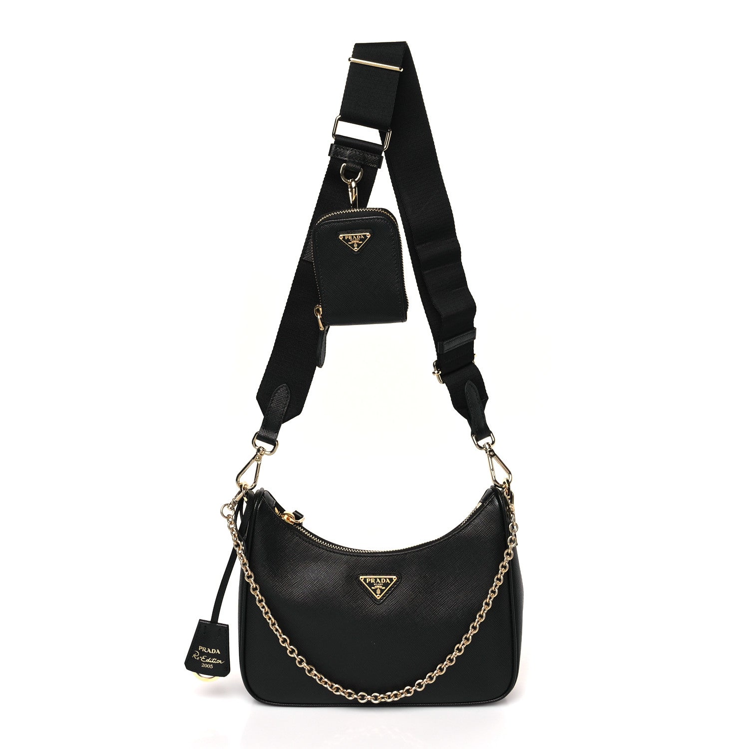 Prada Saffiano Lux Re-Edition 2005 Shoulder Bag Black 1 of 8