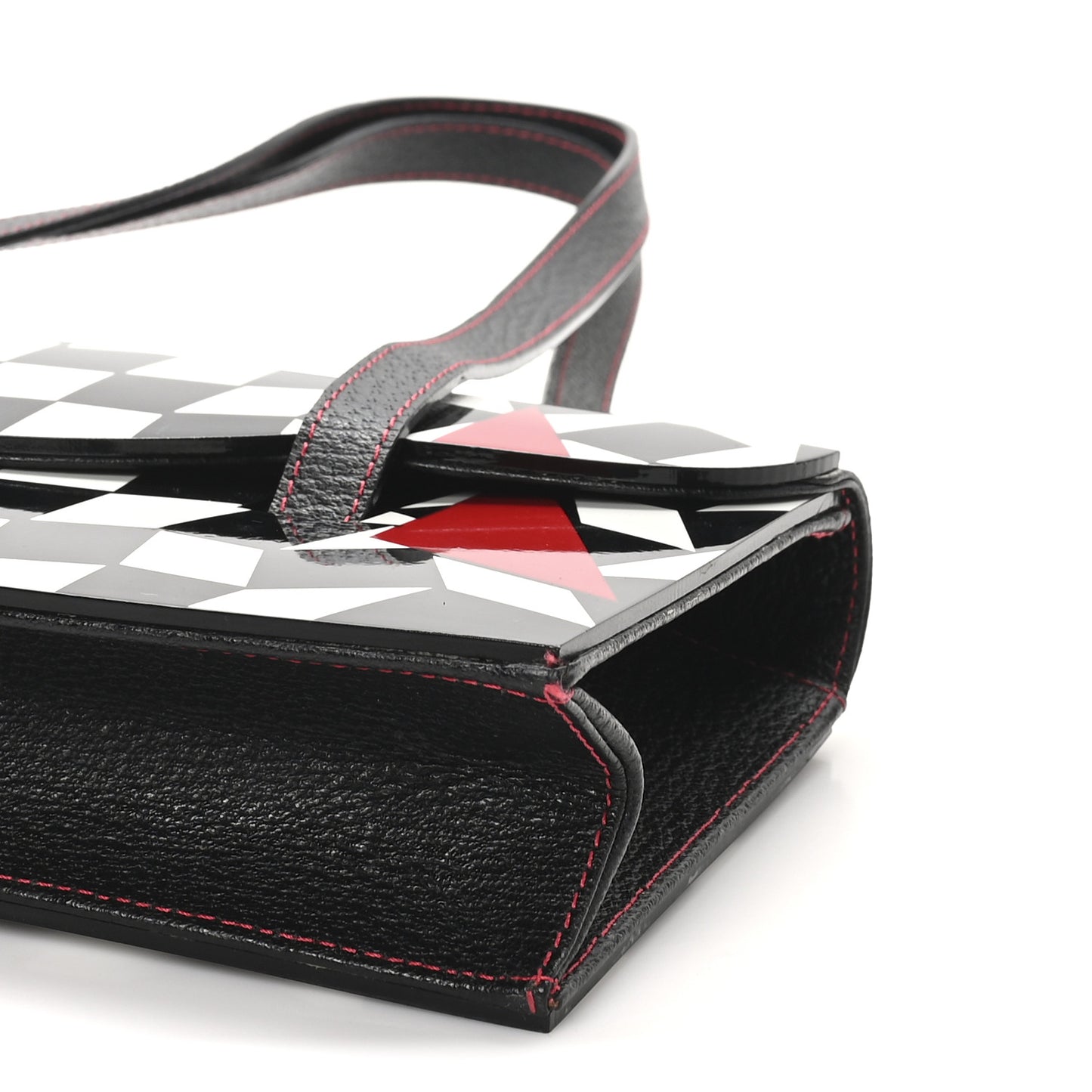 Pigskin Plexiglass Geometric Shoulder Bag Black White Red