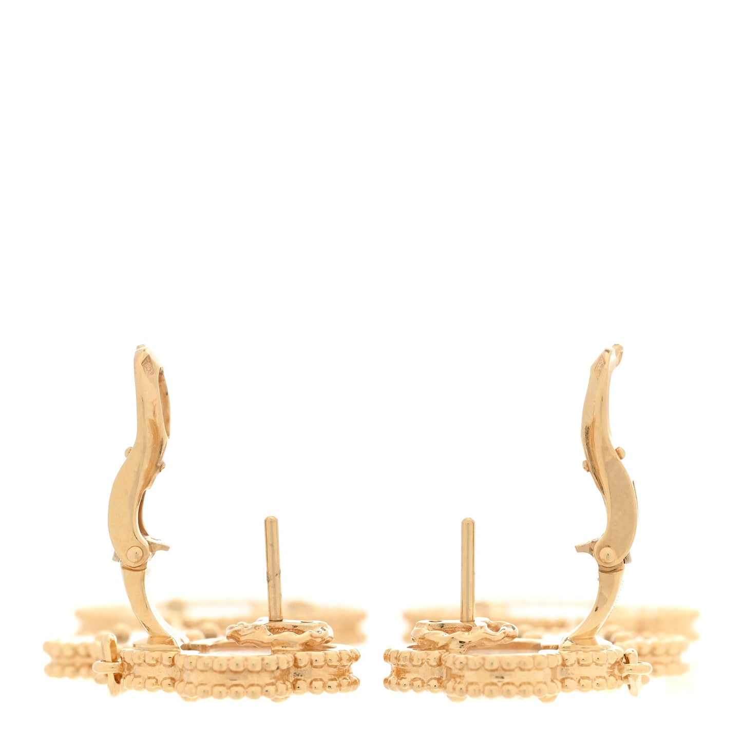 18K Yellow Gold Mother of Pearl Black Onyx 3 Motifs Magic Alhambra Earrings