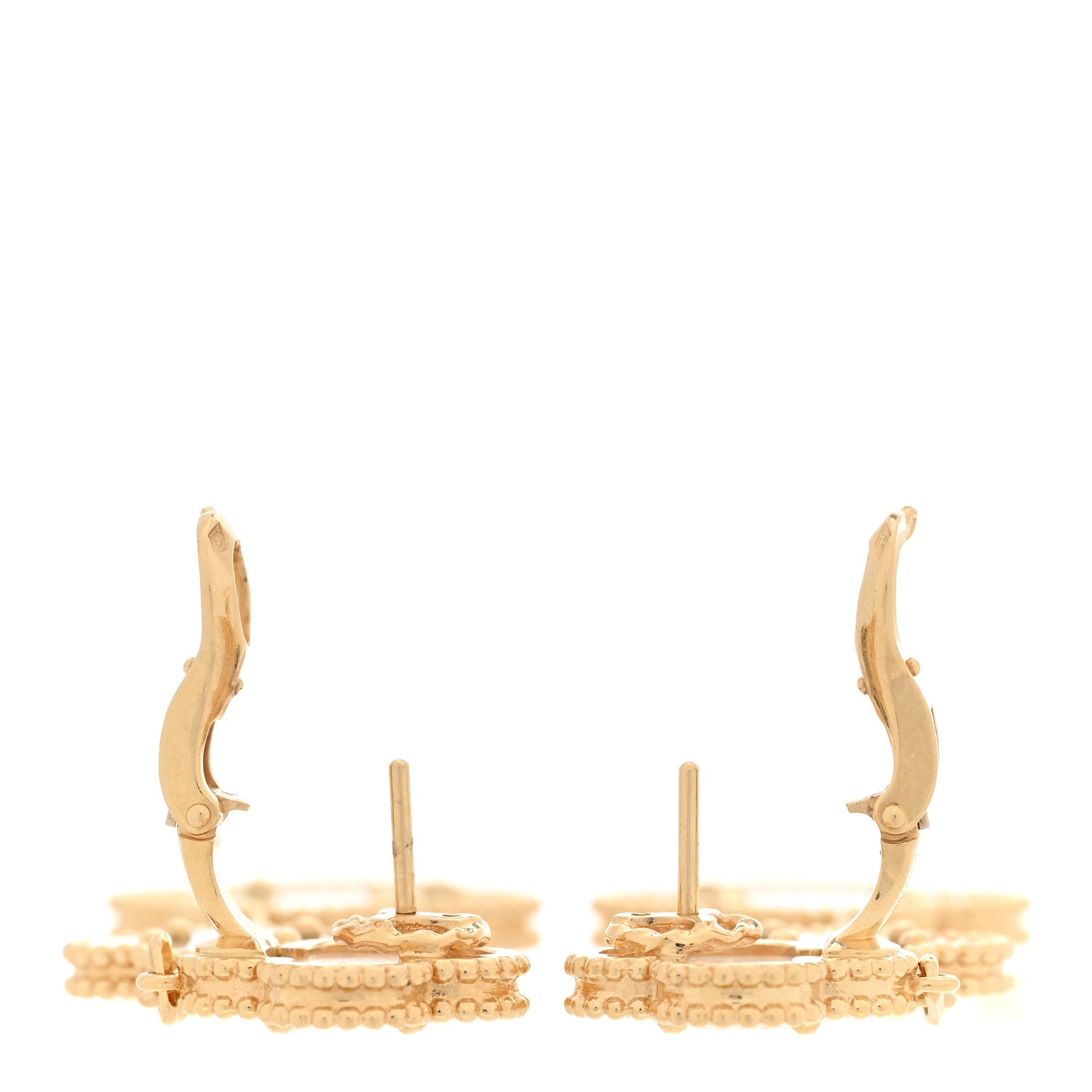 Van Cleef & Arpels 18K Yellow Gold Mother of Pearl Black Onyx 3 Motifs Magic Alhambra Earrings 3 of 4