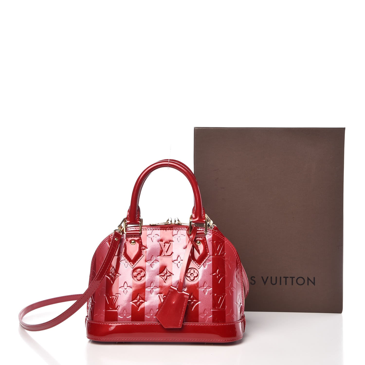 Louis Vuitton Vernis Rayures Alma BB Pomme D'Amour 10 of 10