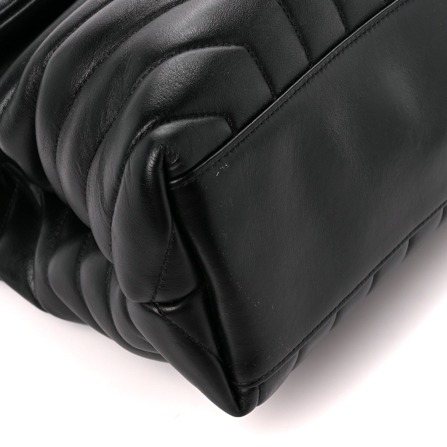Calfskin Y Quilted Monogram Medium Loulou Chain Satchel Black