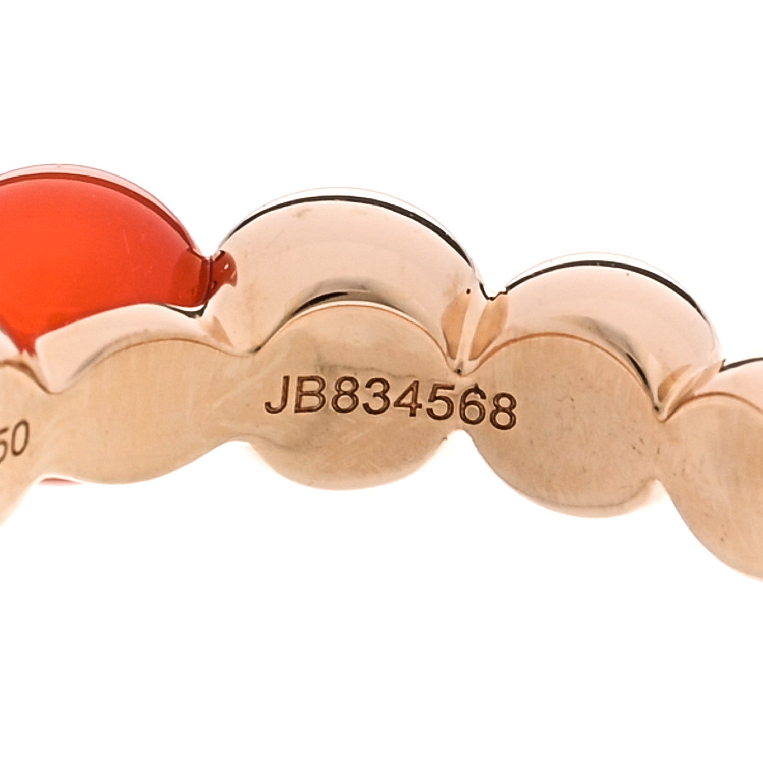 Van Cleef & Arpels 18K Rose Gold Carnelian Perlee Couleurs Variation Ring 54 6.75 5 of 6