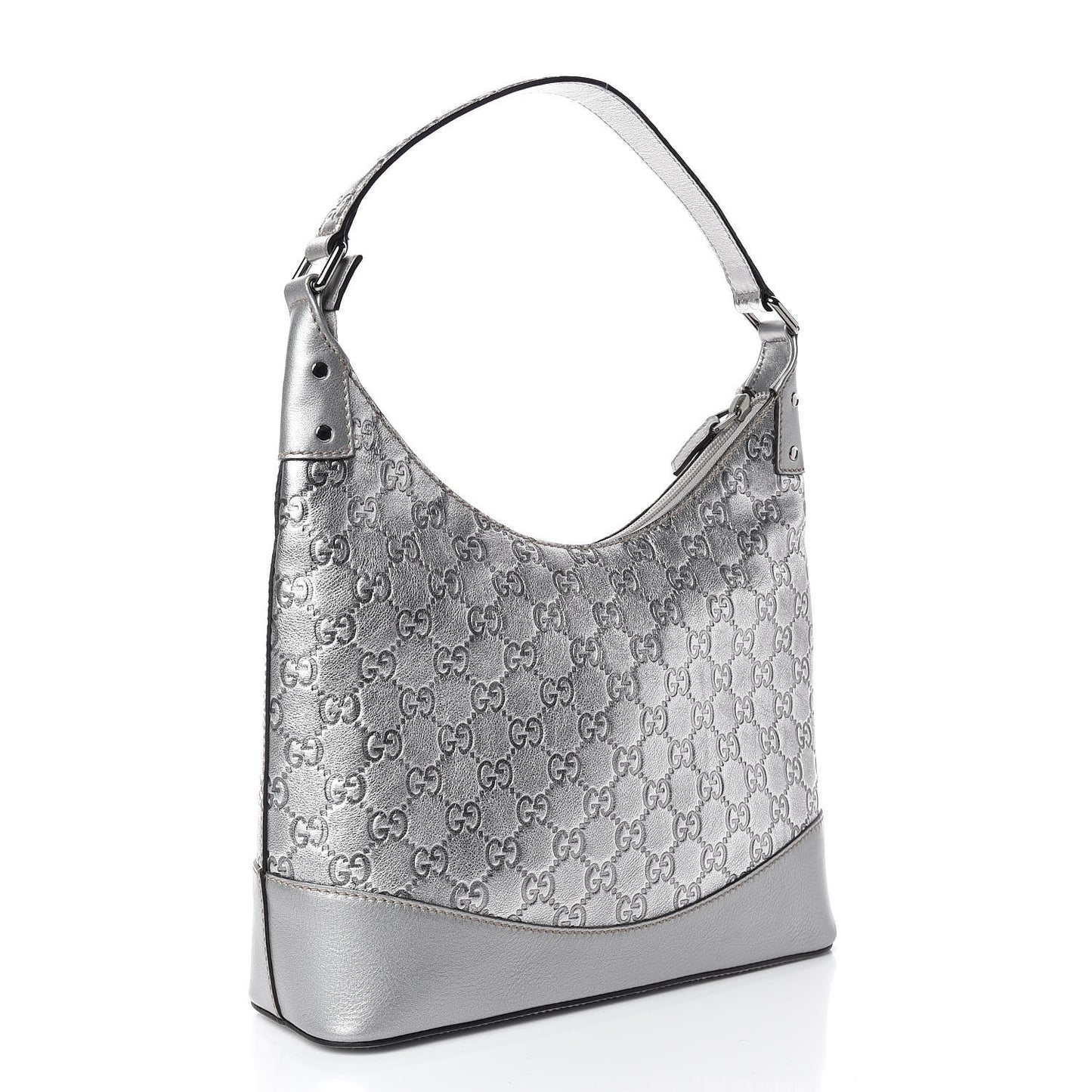 Metallic Guccissima Small Shoulder Bag Silver