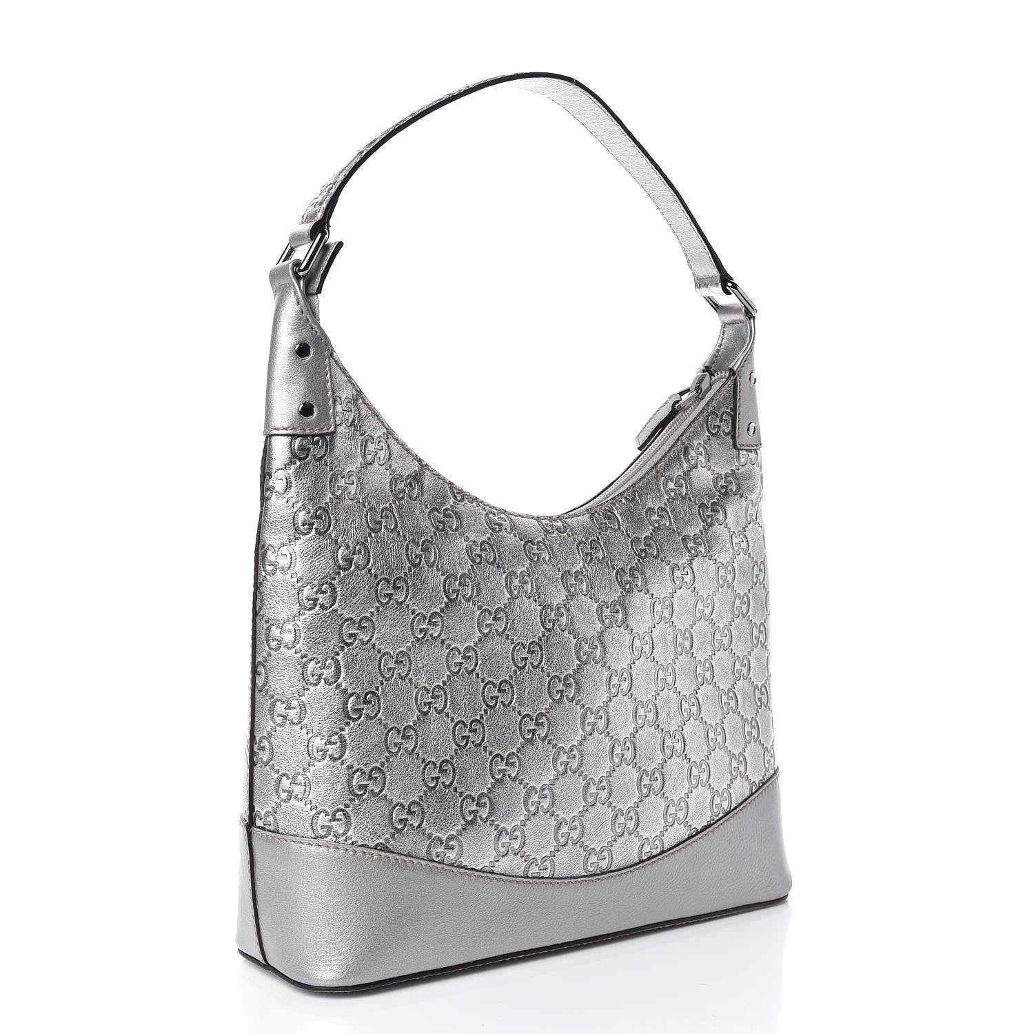 Gucci Metallic Guccissima Small Shoulder Bag Silver 3 of 9