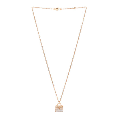 Hermes 18K Rose Gold Diamond Kelly Amulettes Pendant Necklace 3 of 5