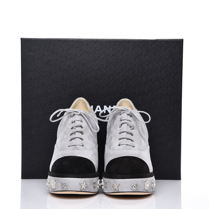 Chanel Kid Suede Lace Up Platform Oxford 40 Grey Black 12 of 12