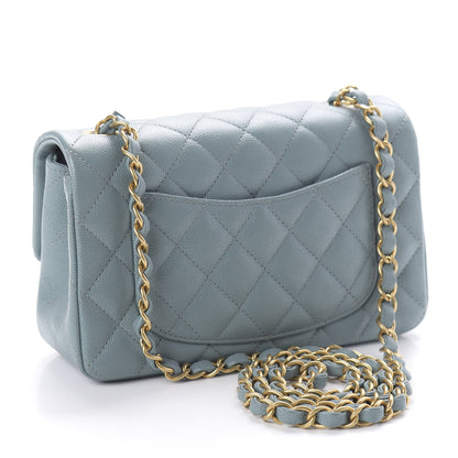 Chanel Iridescent Caviar Quilted Mini Rectangular Flap Light Blue 3 of 11