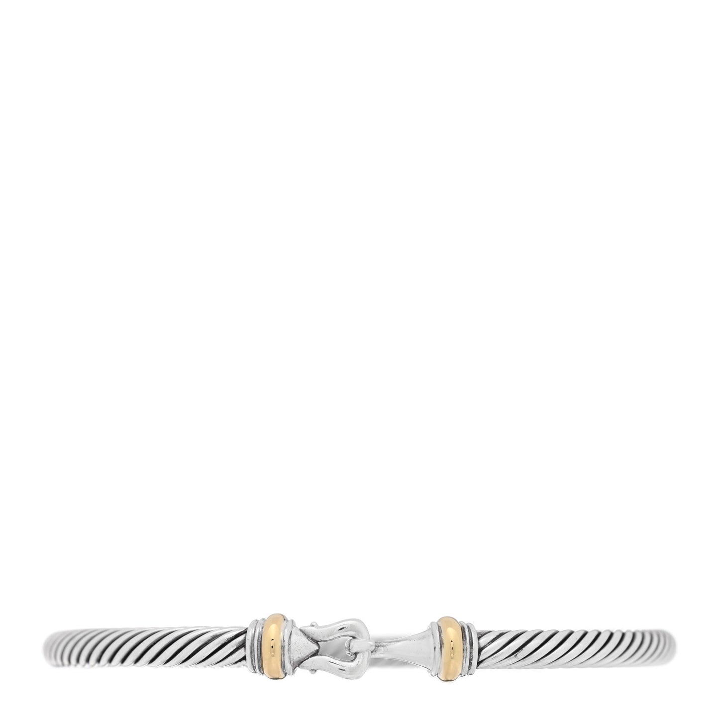 Sterling Silver 18K Yellow Gold 4mm Cable Classic Buckle Bracelet