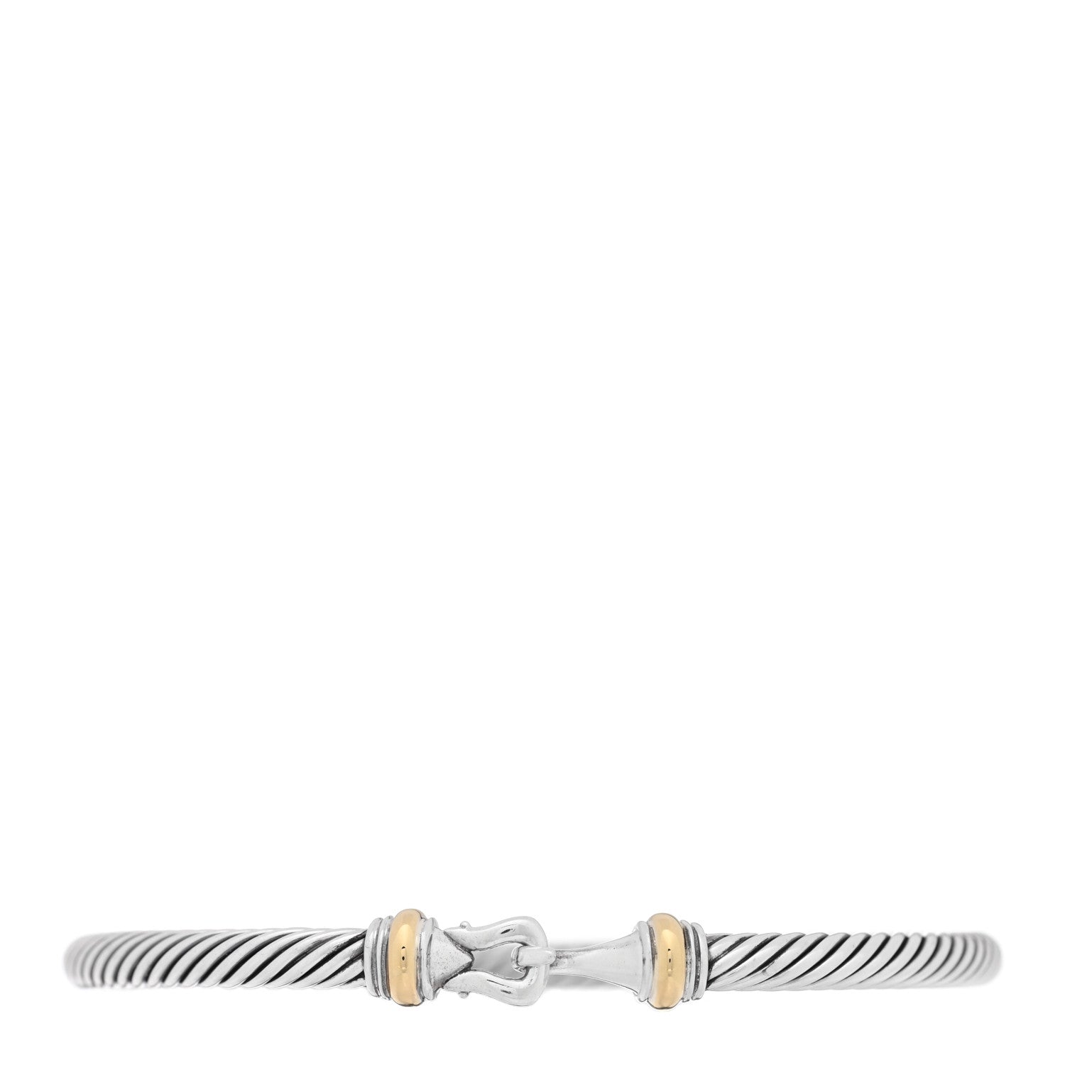 David Yurman Sterling Silver 18K Yellow Gold 4mm Cable Classic Buckle Bracelet 1 of 3