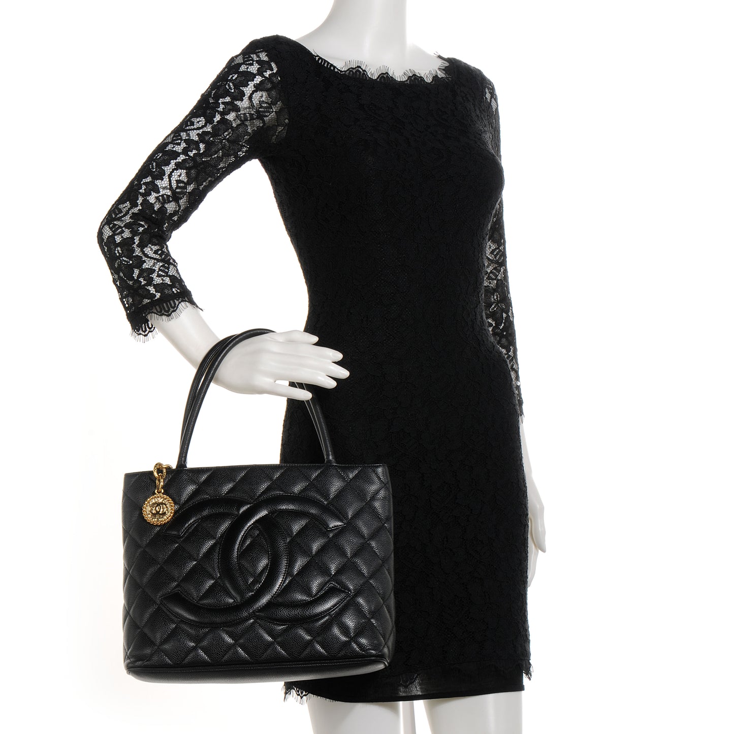 Caviar Medallion Tote Black