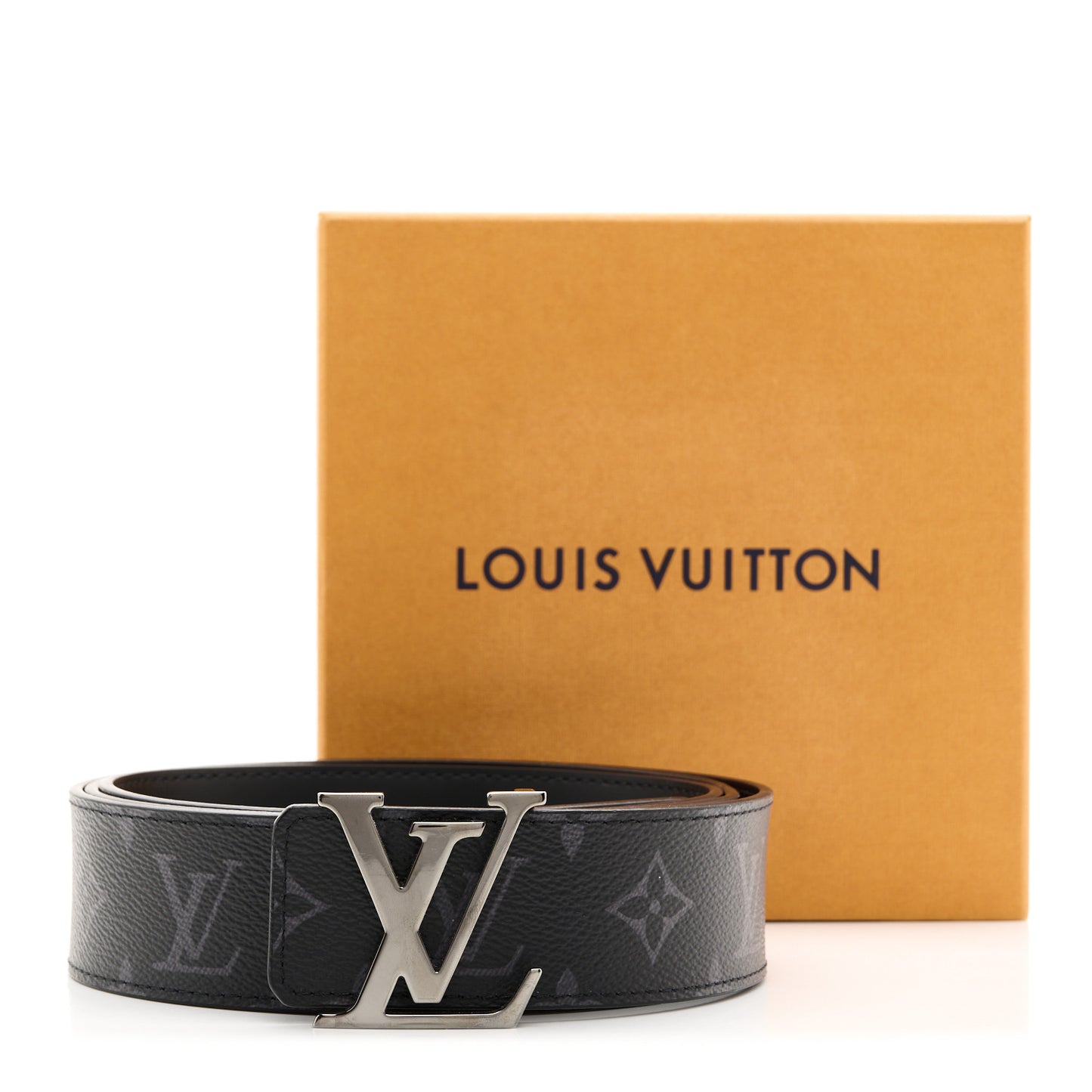 Calfskin Monogram Eclipse 35mm LV Initiales Reversible Belt 120 48 Black