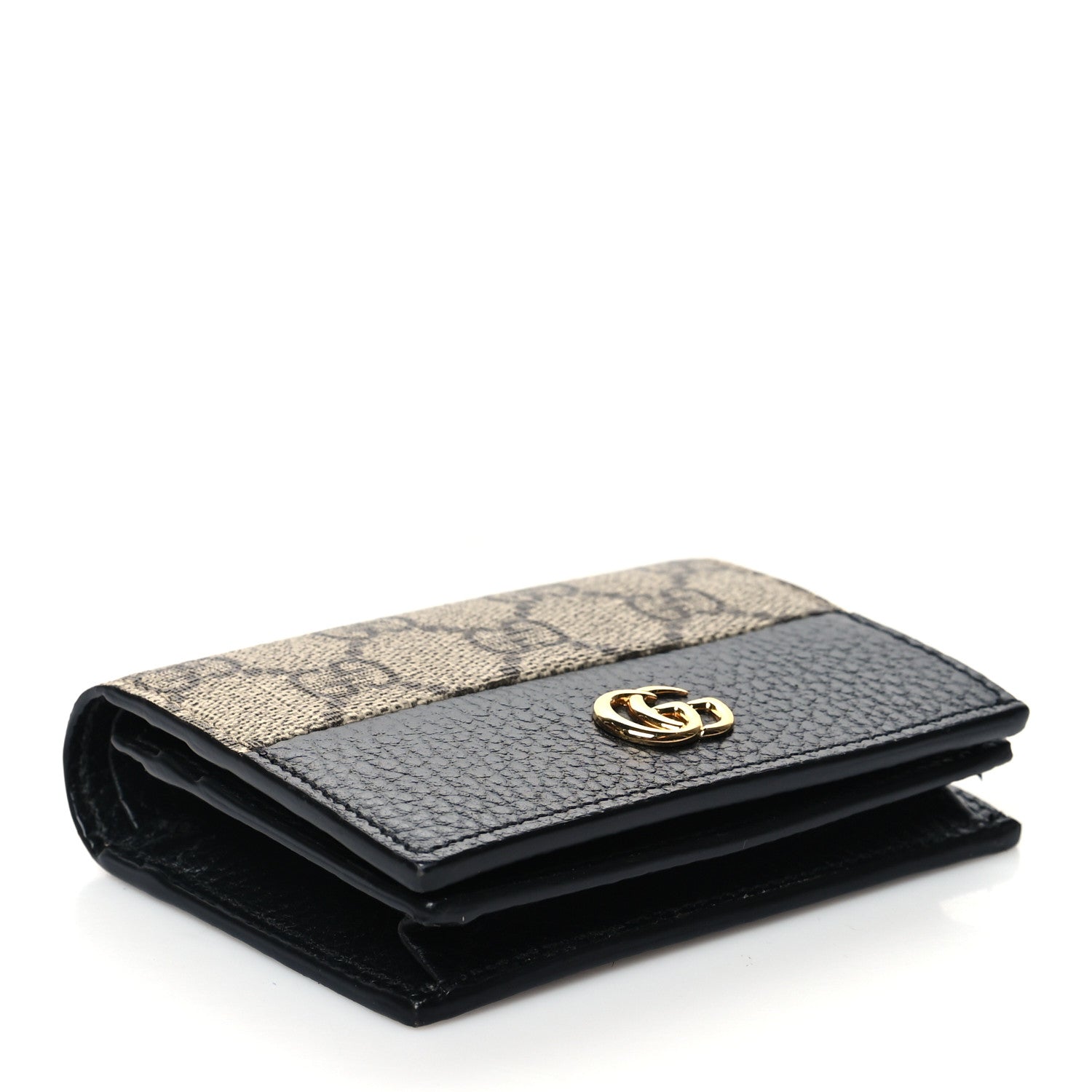 Gucci Dollar Calfskin GG Supreme Monogram GG Marmont Card Case Black Beige Ebony 4 of 10