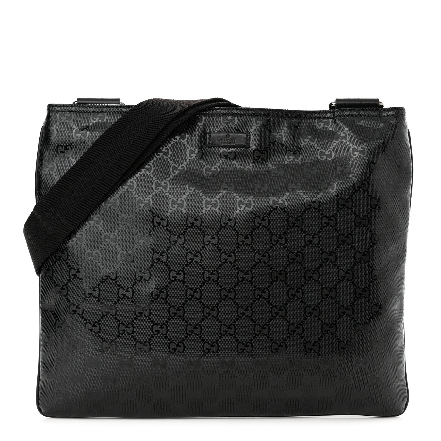 Gucci Imprime Monogram Medium Flat Messenger Bag Black 1 of 9