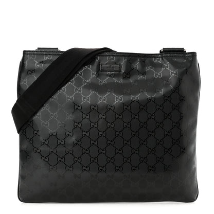 Gucci Imprime Monogram Medium Flat Messenger Bag Black 1 of 9