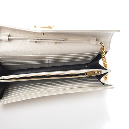 Saint Laurent Grain De Poudre Matelasse Chevron Monogram Chain Wallet White 5 of 9