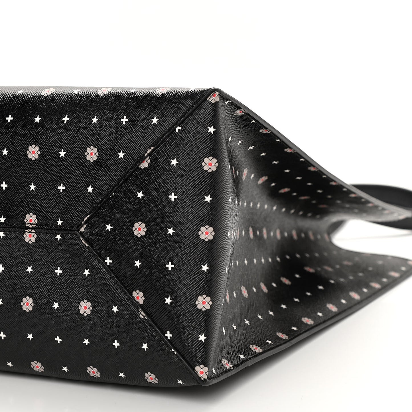 Textured Coated Canvas Mini Lilies Print Tote Black