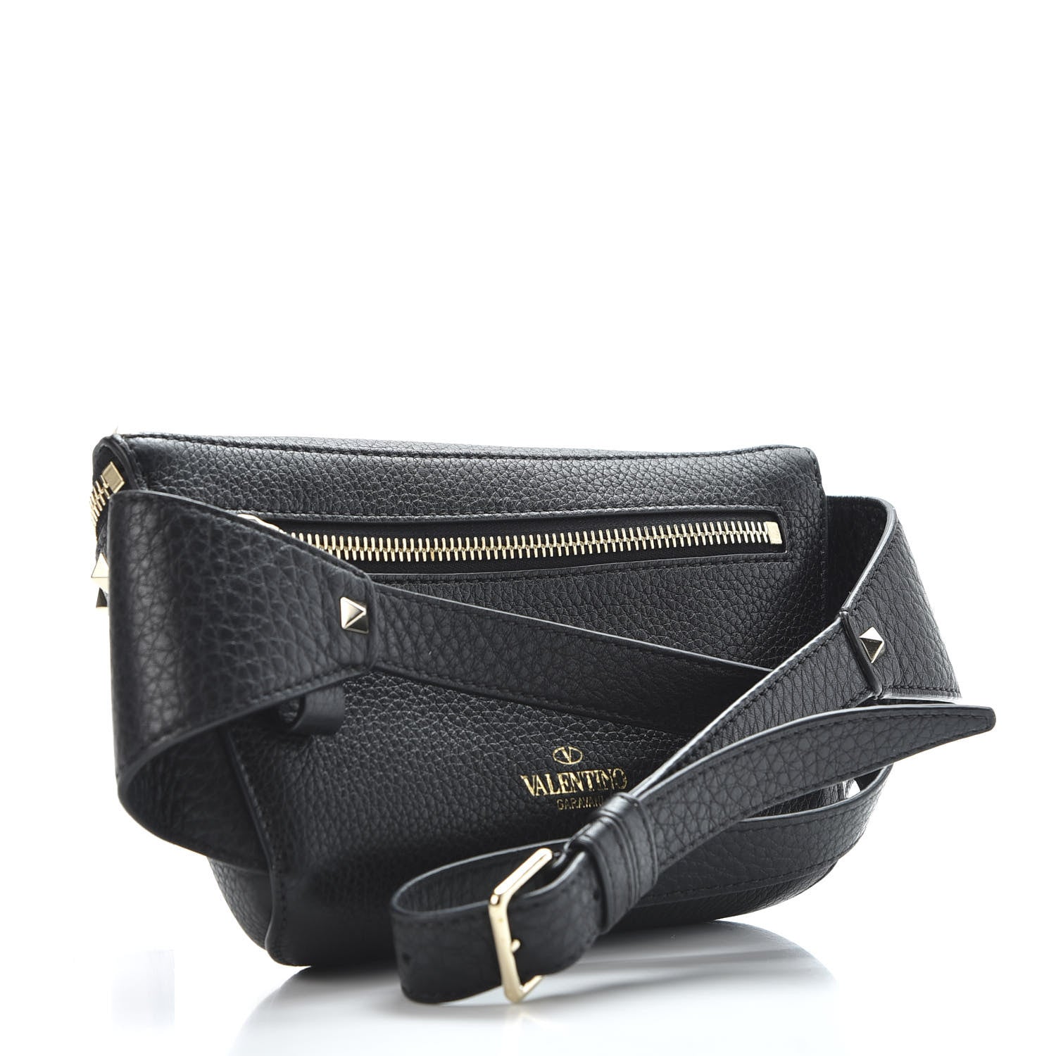 Valentino Garavani Grainy Calfskin Rockstud Belt Bag Black 2 of 9