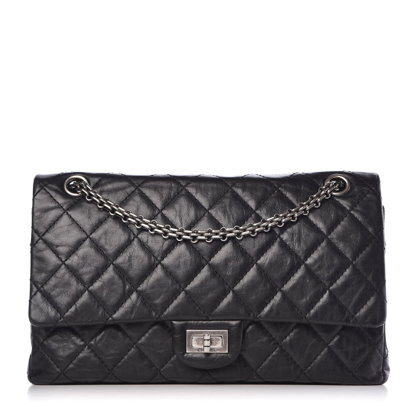 Aged Calfskin Quilted 2.55 Reissue 226 Flap Black