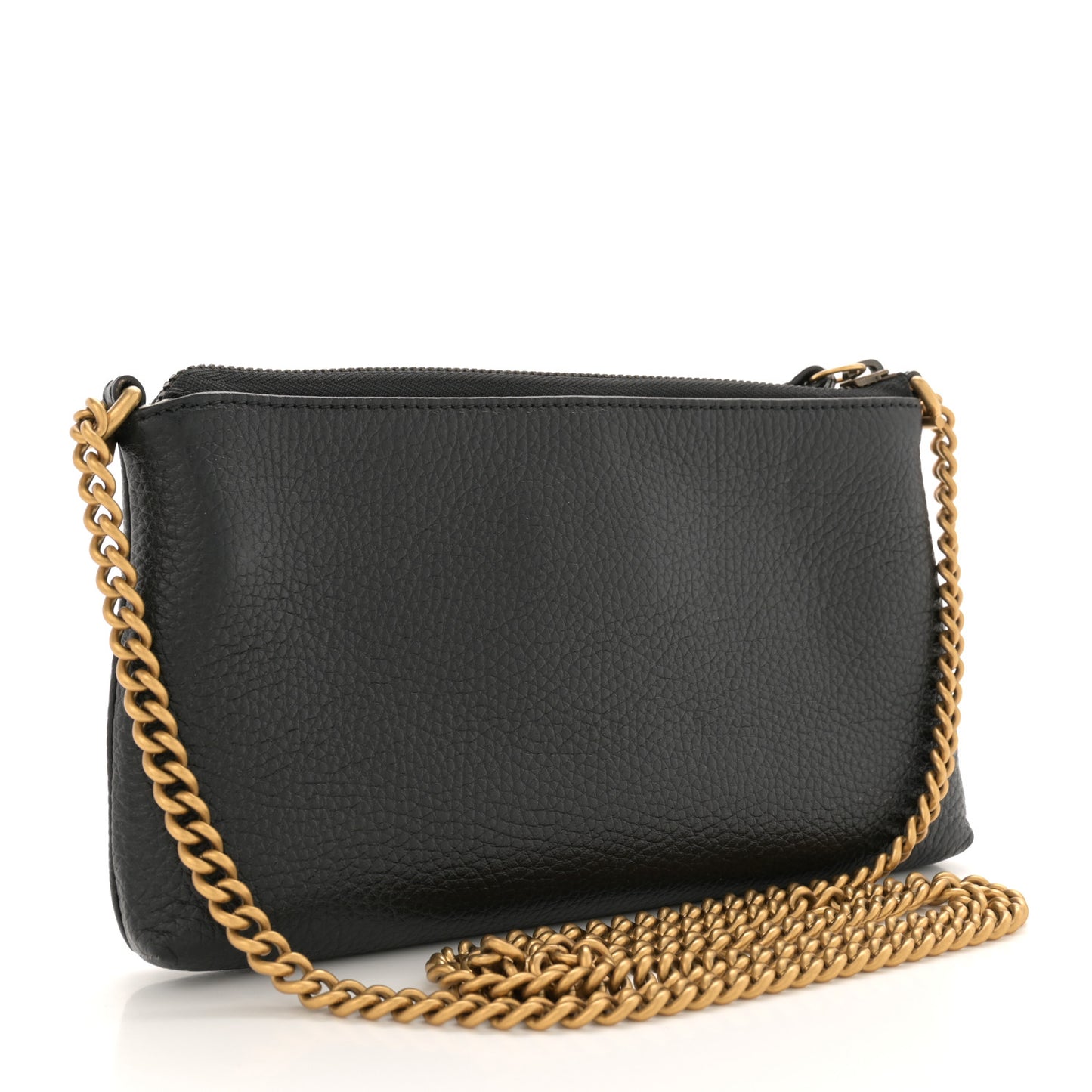 Pebbled Calfskin GG Marmont Zip Chain Bag Black