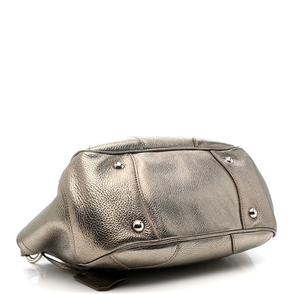 Prada Metallic Vitello Daino Pushlock Shoulder Bag Peltro 4 of 21