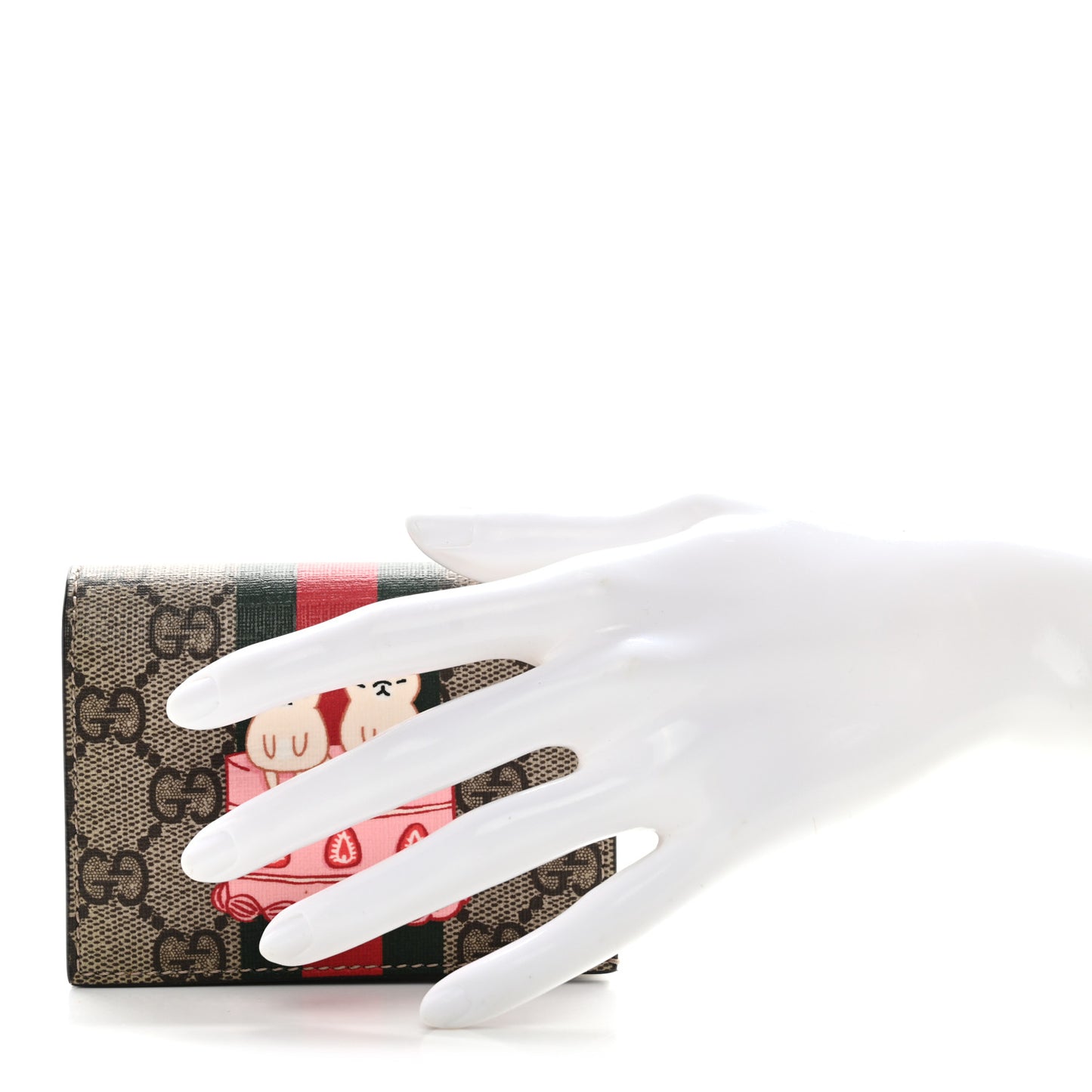 X PIKARAR Kawaii GG Supreme Monogram Animal Print Card Case Wallet Beige Ebony White Multicolor