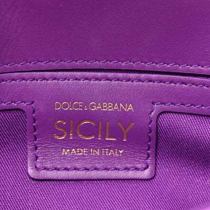 Dolce & Gabbana Canvas Embroidery Majolica Small Sicily Handbag Purple 5 of 9