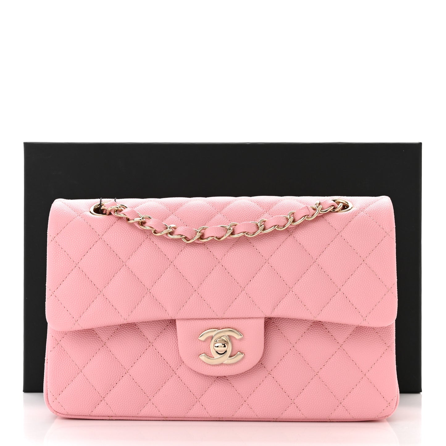 Caviar Quilted Small Double Flap Pink