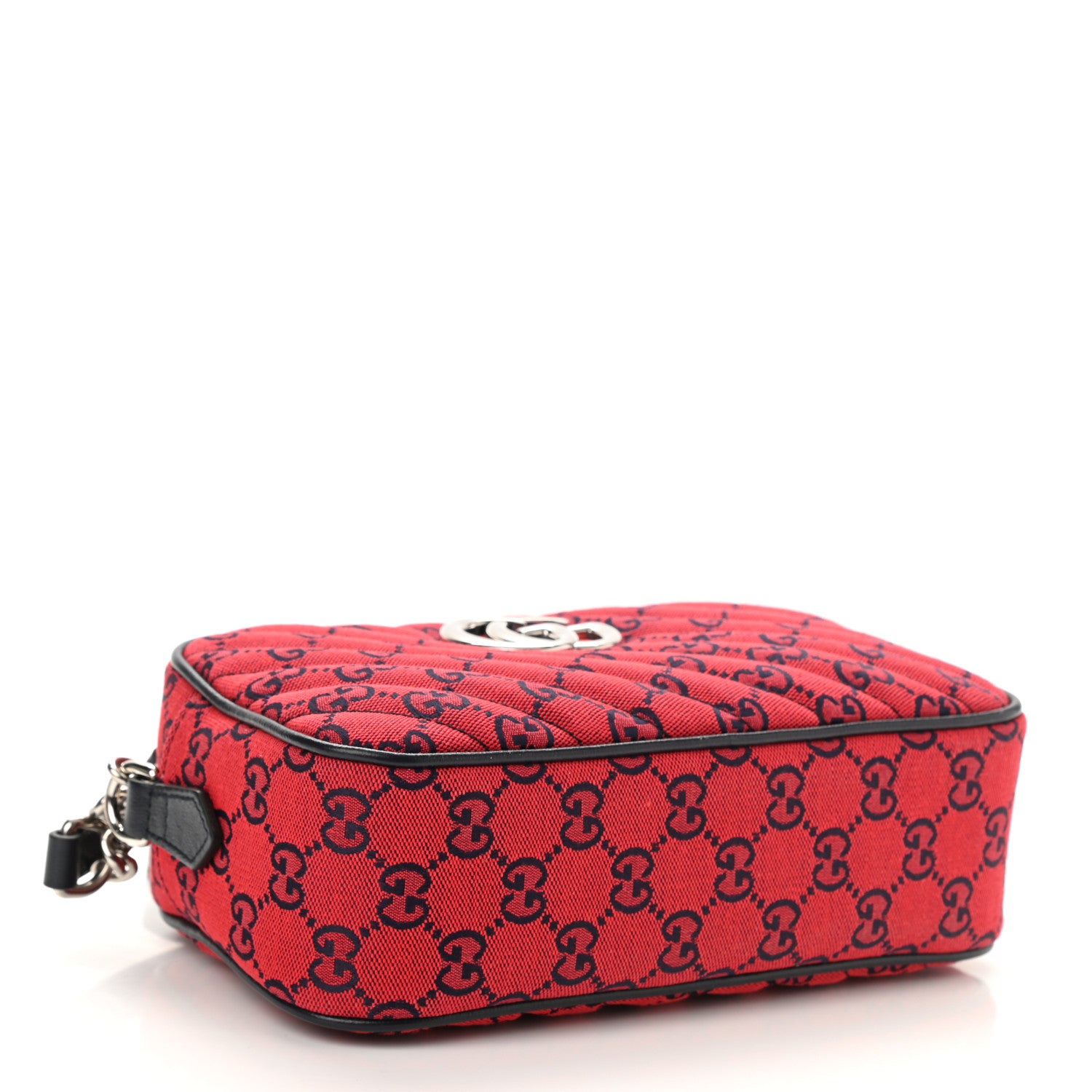 Gucci Monogram Multicolor Matelasse Diagonal Small GG Marmont Chain Shoulder Bag Red Blue 4 of 9