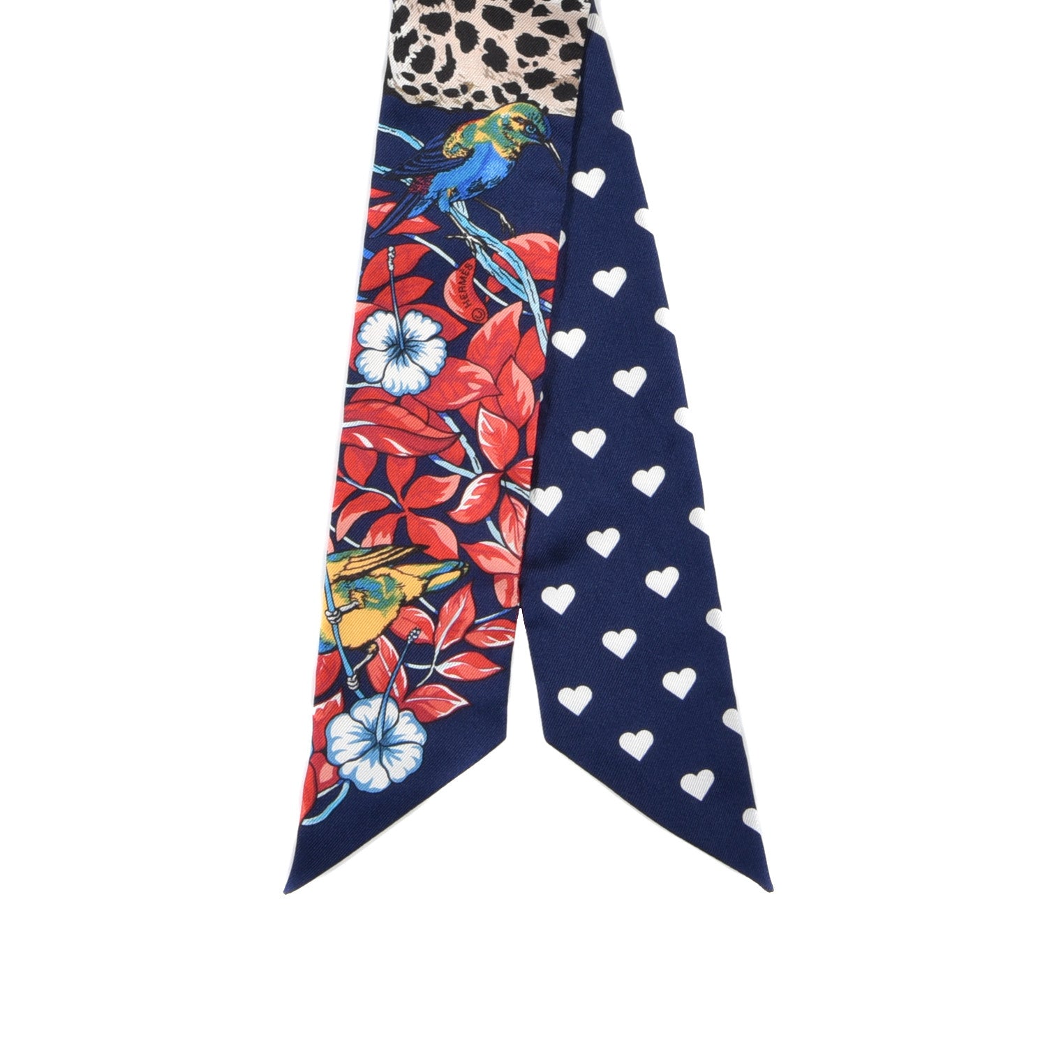 Hermes Silk Jungle Love Twilly Marine Rouge Brun 2 of 4