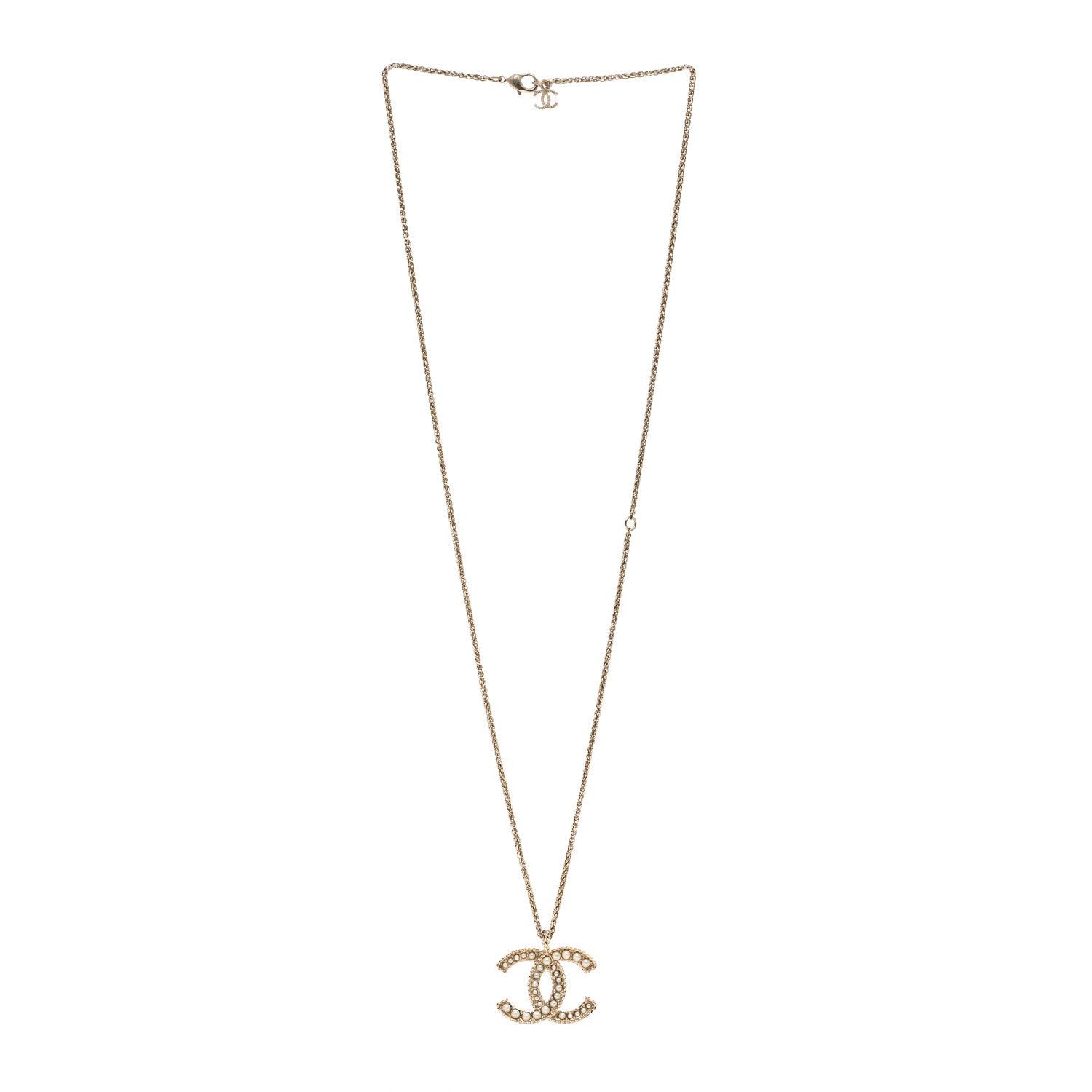 Chanel Pearl CC Pendant Necklace Gold 3 of 6