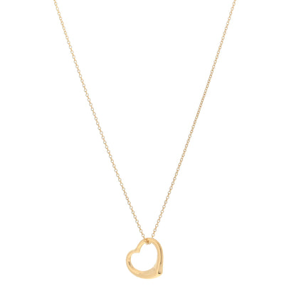 Tiffany 18K Yellow Gold 16mm Elsa Peretti Open Heart Pendant Necklace 1 of 4