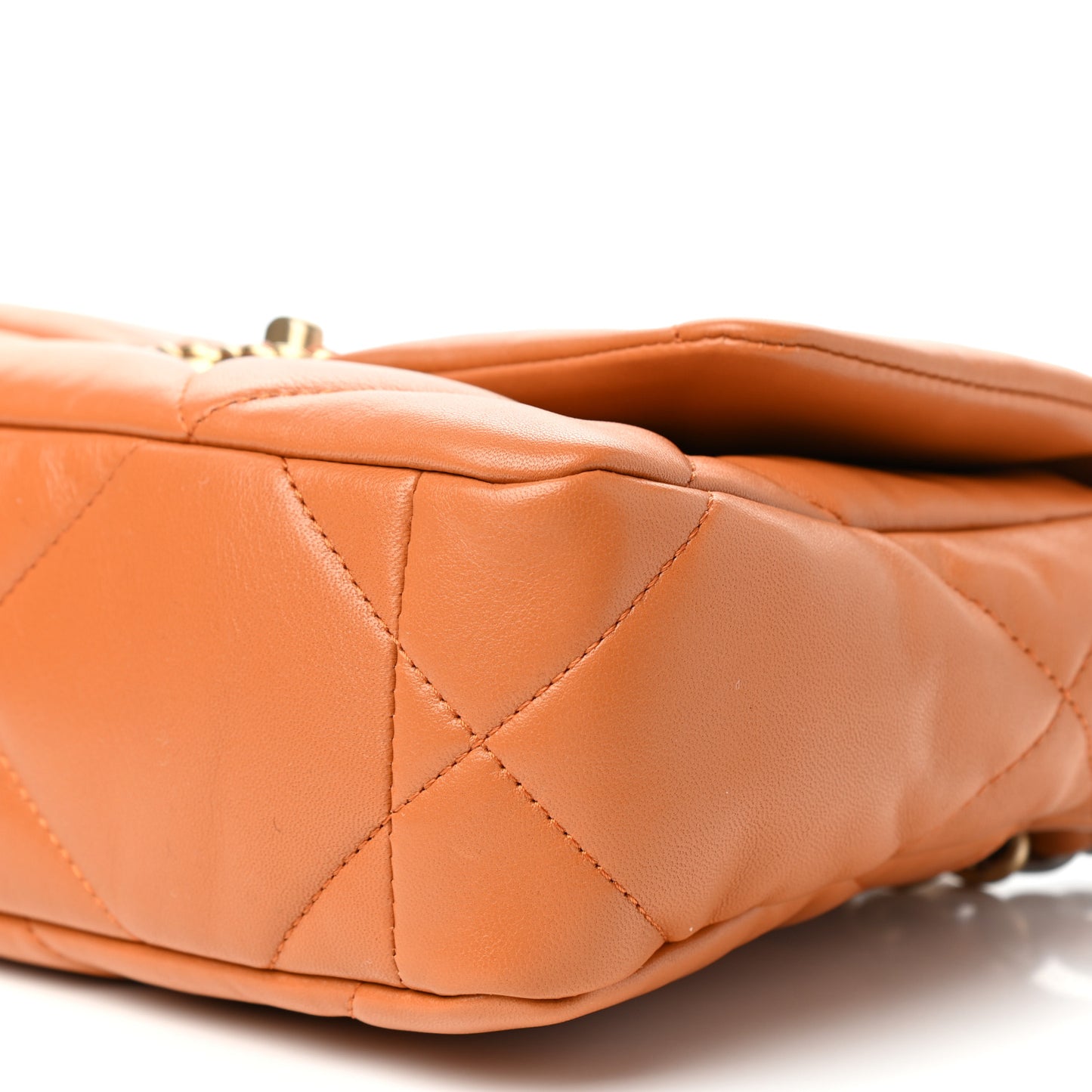 Lambskin Quilted Medium Chanel 19 Flap Light Brown