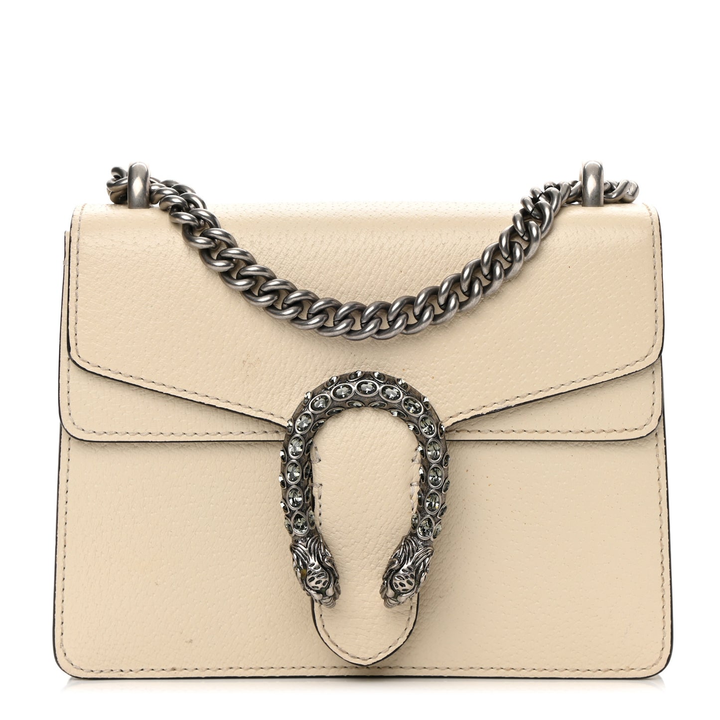 Textured Calfskin Crystal Mini Dionysus Shoulder Bag Mystic White