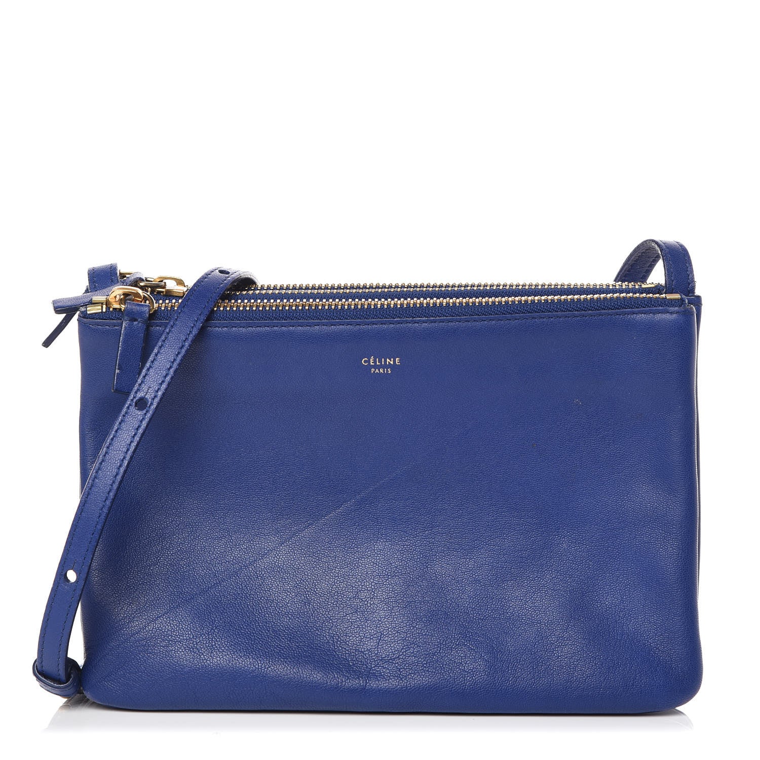 Celine Lambskin Small Trio Crossbody Bag Violet Blue 1 of 17