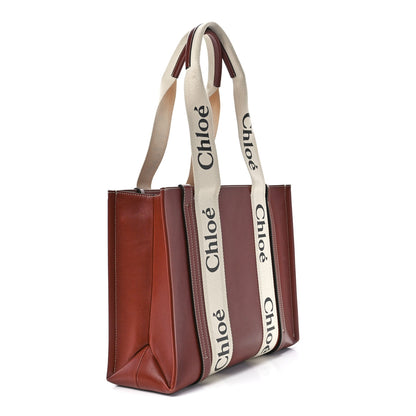 Chloe Calfskin Medium Woody Ribbon Tote Sepia Brown 3 of 12