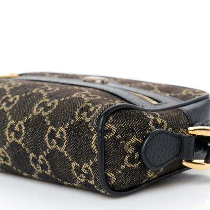 Gucci Jacquard Black Denim GG Monogram Textured Dollar Calfskin Mini Ophidia Shoulder Bag Black Ivory 10 of 10