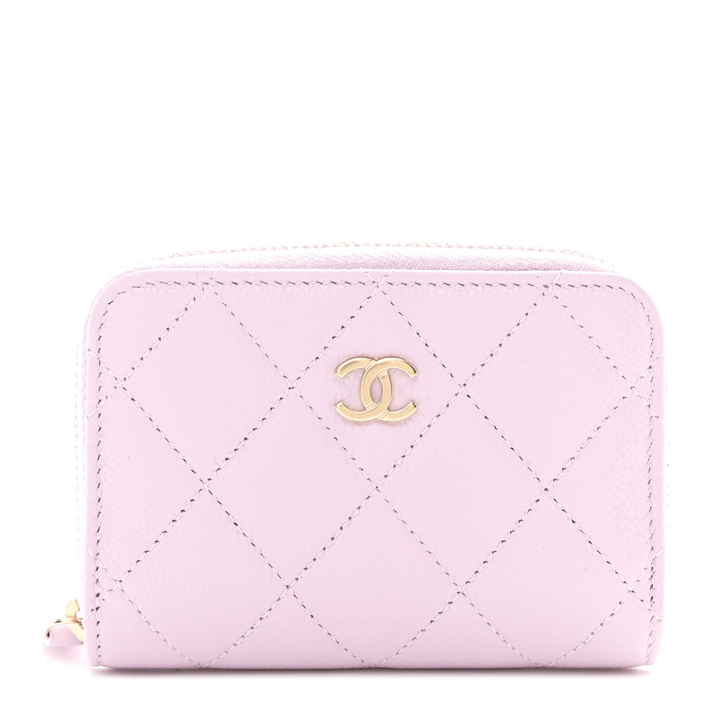 Caviar Quilted Zip Coin Purse Light Purple