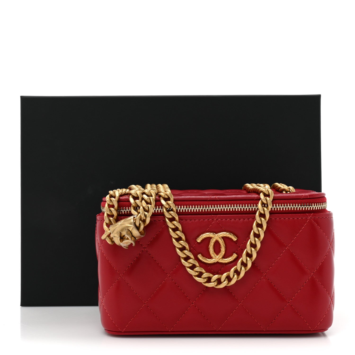 Chanel Lambskin Quilted Small Pillow Crush Vanity Case With Chain Red 10 of 10