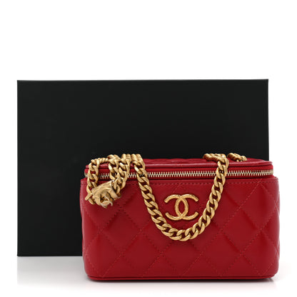 Chanel Lambskin Quilted Small Pillow Crush Vanity Case With Chain Red 10 of 10