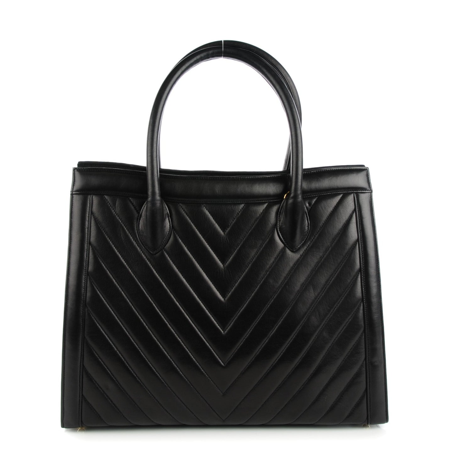 Lambskin Chevron Top Handle Bag Black