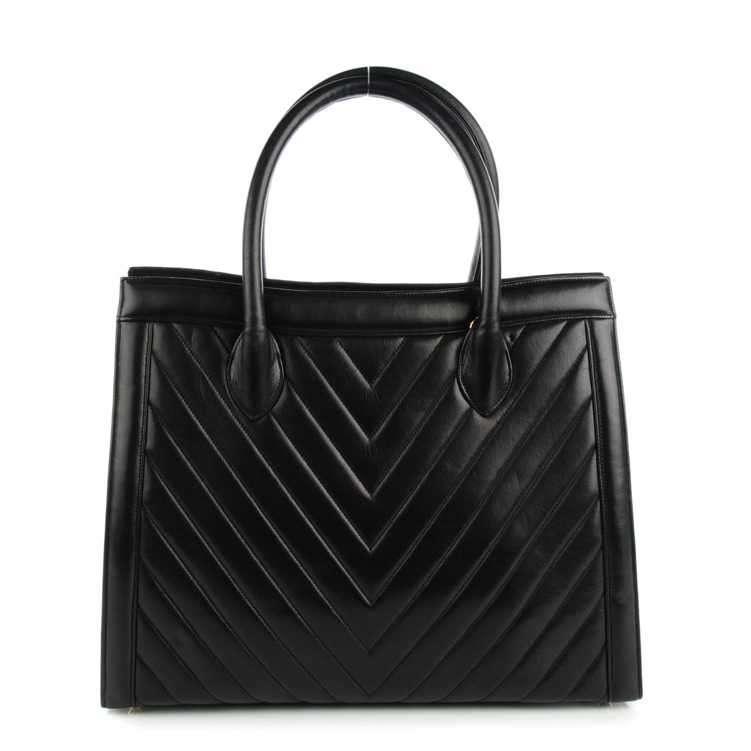 Chanel Lambskin Chevron Top Handle Bag Black 1 of 7