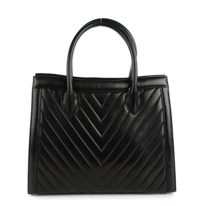 Chanel Lambskin Chevron Top Handle Bag Black 1 of 7