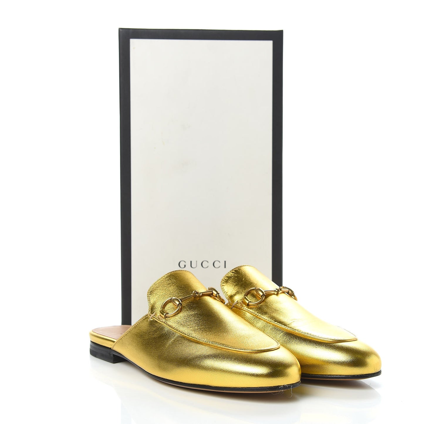 Metallic Nappa Womens Princetown Slippers 38.5 Gold
